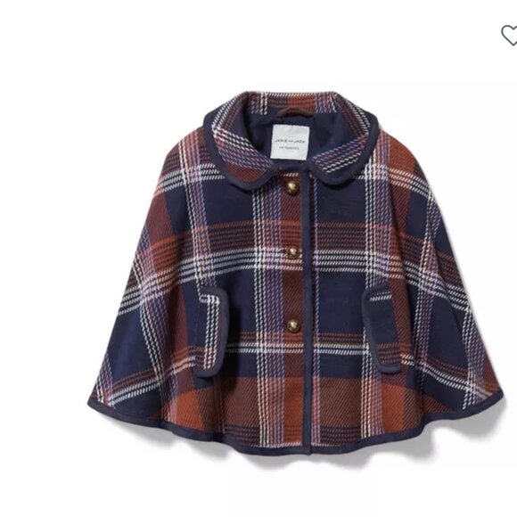 Janie and Jack San Francisco Girl Merchant Marine Plaid Cape Poncho Size 7/8 - Picture 1 of 12